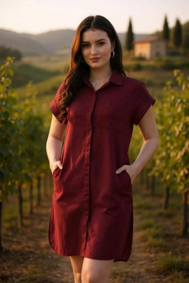 Hive91 Women A-line Red Above Knee/Mid Thigh Length Dress