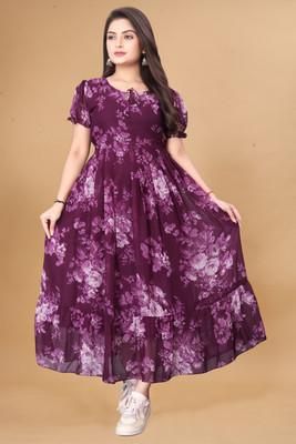 Qena Women Maxi Purple Full Length Dress