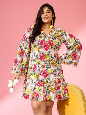 CURVE BY KASSUALLY Women Fit and Flare Multicolor Above Knee/Mid Thigh Length Dress