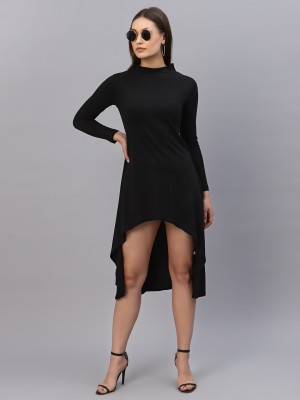 RIGO Women High Low Black Dress