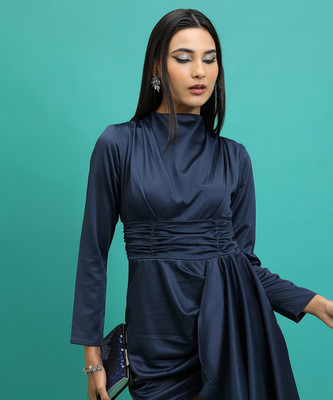 Tokyo Talkies Women Fit and Flare Dark Blue Mini/Short Dress