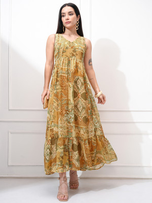 Vishudh Women Maxi Green Full Length Dress