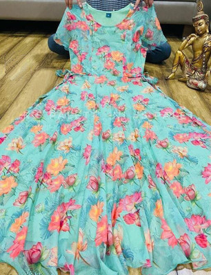 HouseOfCommon Women Maxi Light Blue Knee Length Dress