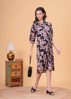 JC4U Women A-line Multicolor Midi/Calf Length Dress
