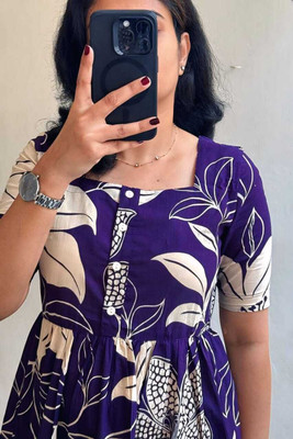 AYUSTRAA Women Fit and Flare Purple Midi/Calf Length Dress