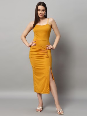 Vaararo Women Bodycon Yellow Dress