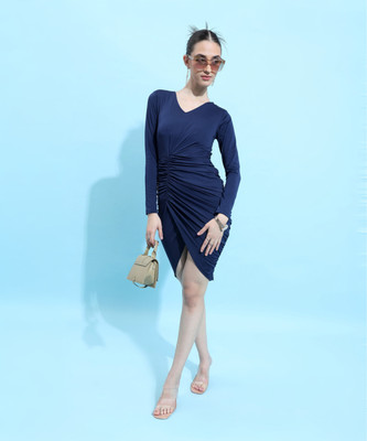 KETCH Women Bodycon Dark Blue Above Knee/Mid Thigh Length Dress