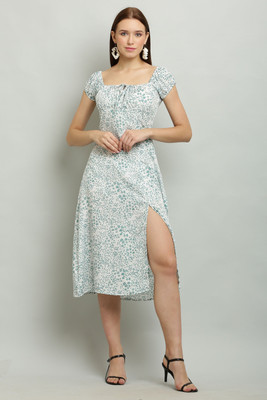 Shyammc Women A-line Blue Midi/Calf Length Dress