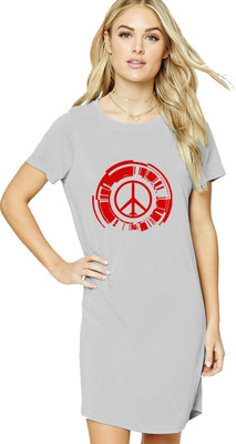 HouseOfCommon Women T Shirt Grey Above Knee/Mid Thigh Length Dress