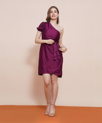 Globus Women Sheath Purple Above Knee/Mid Thigh Length Dress