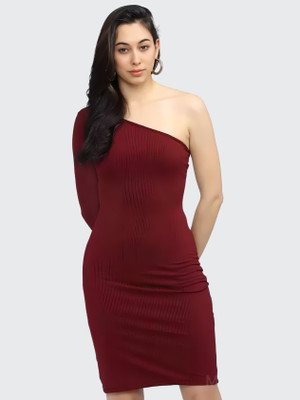 HEMANG FASHION Women Bodycon Maroon Knee Length Dress
