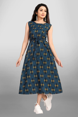 MAA FAB Women A-line Multicolor Midi/Calf Length Dress