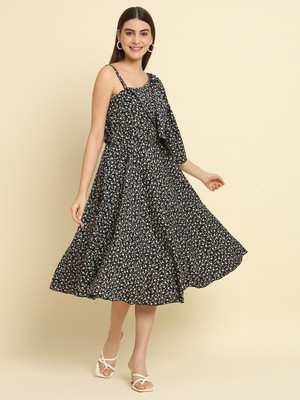 Rudraaksha Women A-line Multicolor Midi/Calf Length Dress