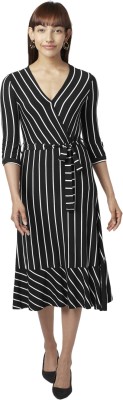 Annabelle by Pantaloons Women Fit and Flare Black, White Dress