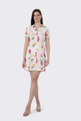 BIRDIE fashion Women A-line White Above Knee/Mid Thigh Length Dress