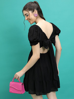 Tokyo Talkies Women Layered Black Above Knee/Mid Thigh Length Dress
