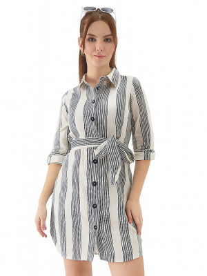 Martini Women Shirt White, Grey Knee Length Dress