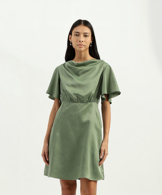 United Colors of Benetton Women A-line Green Midi/Calf Length Dress
