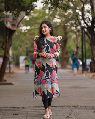 PINK WISH Women Printed A-line Kurta(Multicolor)