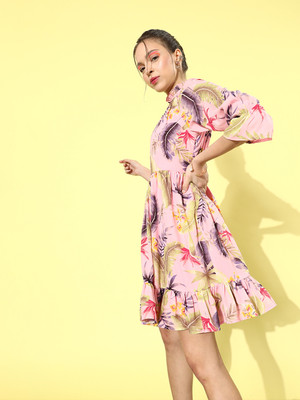 KASSUALLY Women Fit and Flare Multicolor Above Knee/Mid Thigh Length Dress