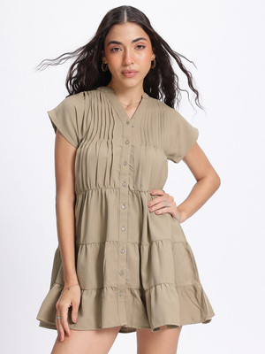 Glitchez Women Shirt Brown Mini/Short Dress
