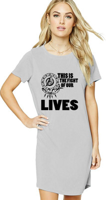 HouseOfCommon Women T Shirt Grey Above Knee/Mid Thigh Length Dress