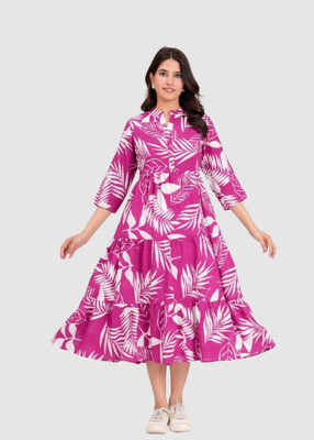 Avigat Women Gown Pink Knee Length Dress