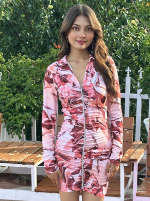 TANDUL Women Gathered Multicolor Mini/Short Dress
