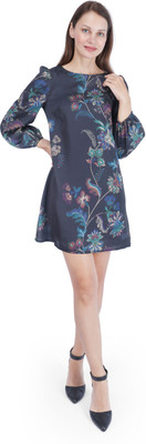 Fuegobella Women Blouson Blue Above Knee/Mid Thigh Length Dress