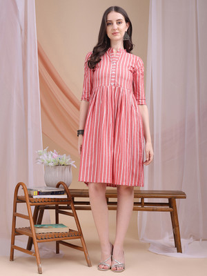 Moda Rapido Women Asymmetric Multicolor Midi/Calf Length Dress