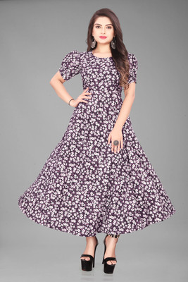 OZEX Women Gown Black, Purple, White Maxi/Full Length Dress