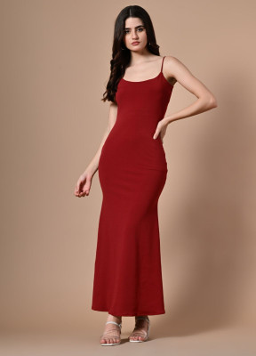Gouri Women Empire Waist Red Maxi/Full Length Dress