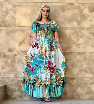 TIARA WORLD Women A-line Multicolor Maxi/Full Length Dress