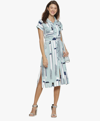 Pina Colada Women A-line Green Midi/Calf Length Dress