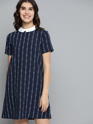 Mast & Harbour Women A-line Blue Knee Length Dress