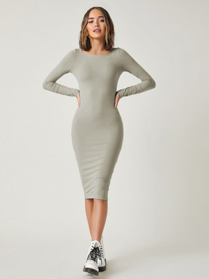 Neu Look Women Bodycon Silver Below Knee Dress
