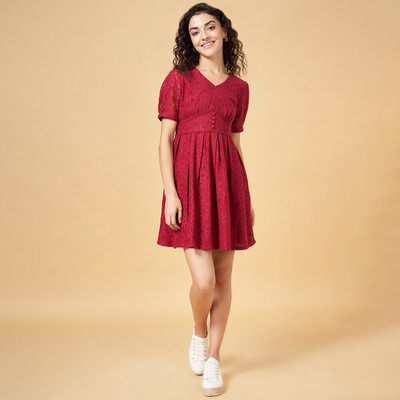 YU by Pantaloons Women A-line Pink Maxi/Full Length Dress