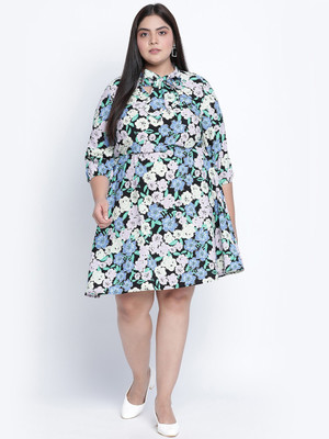 OXOLLOXO Women A-line Multicolor Above Knee/Mid Thigh Length Dress