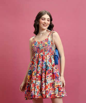 Tokyo Talkies Women Fit and Flare Multicolor Above Knee/Mid Thigh Length Dress