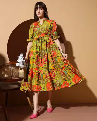 FabFinds Women A-line Multicolor Maxi/Full Length Dress