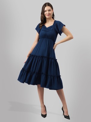 KERI PERRY Women Tiered Dark Blue Dress