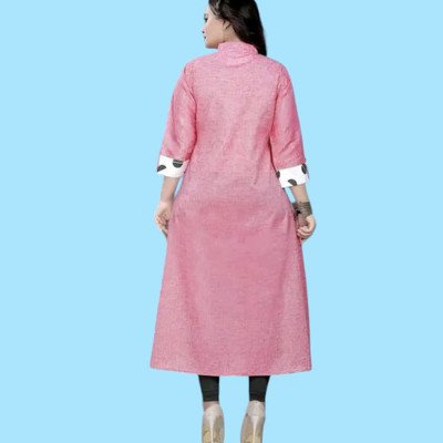 Suhani Creationnm Women Printed Straight Kurta(Pink, Light Blue)