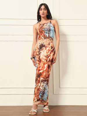TANDUL Women Bodycon Multicolor Maxi/Full Length Dress