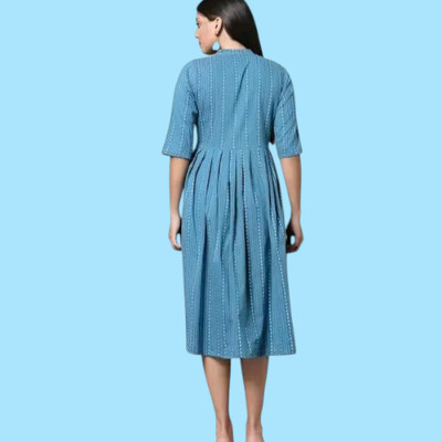 Suhani Creationnm Women Printed Straight Kurta(Pink, Light Blue)