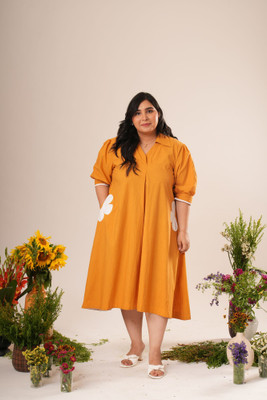 Label By Mohita Women A-line Yellow Midi/Calf Length Dress