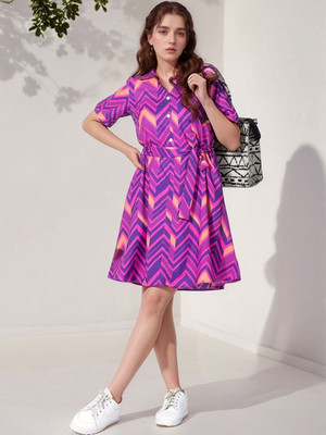 Dressberry Women A-line Purple Above Knee/Mid Thigh Length Dress
