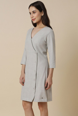 Allen Solly Women A-line Grey Above Knee/Mid Thigh Length Dress