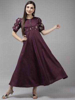 Yufta Women Ethnic Dress Purple Dress