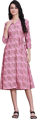 Wonder Weave Women A-line Pink Midi/Calf Length Dress