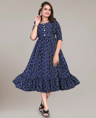 Dresses Creation Women Fit and Flare Blue Dress